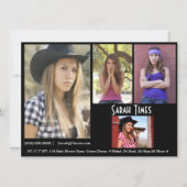 4 Zwarte Sjabloon fotomodel Actor Comp Card Kaart (Voorkant)