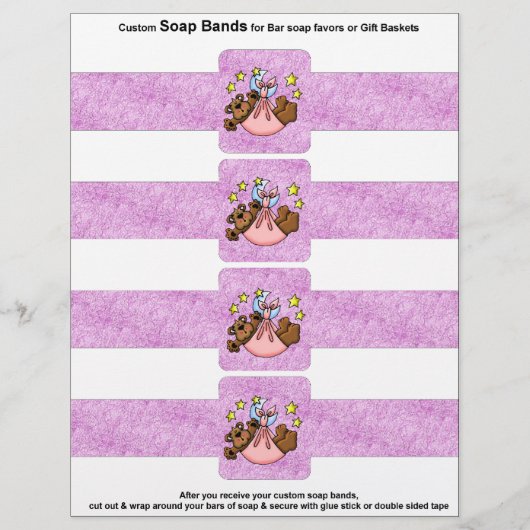 4 zwartwitbalkbalkbalkbalken, babymeisjespapier flyer (Voorkant)