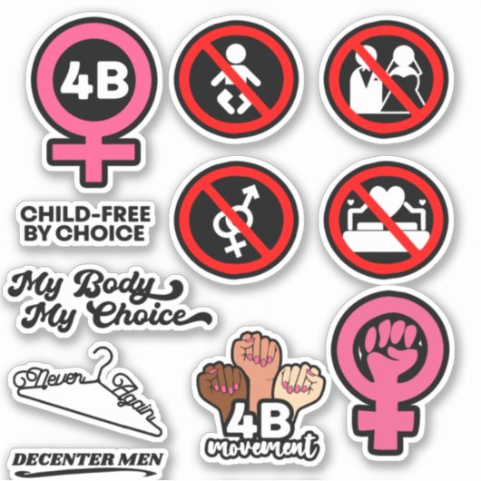 4B Movement Feminisme Vrouwen Rechten 4B Sticker P (Voorkant)