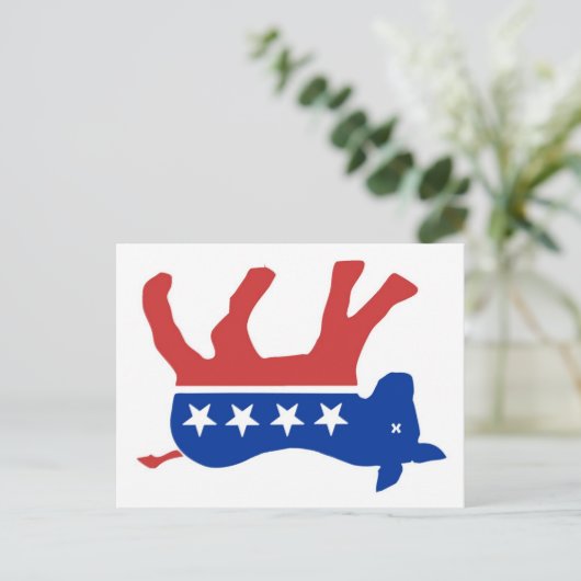 4D - Design van de Democratische Dode Donkey van R Briefkaart (Staand voorkant)