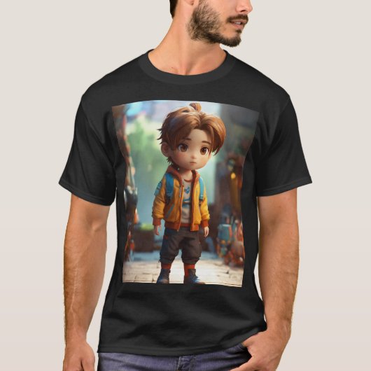 4D Full-Body Fotografische Chibi Boy T-shirt (Voorkant)