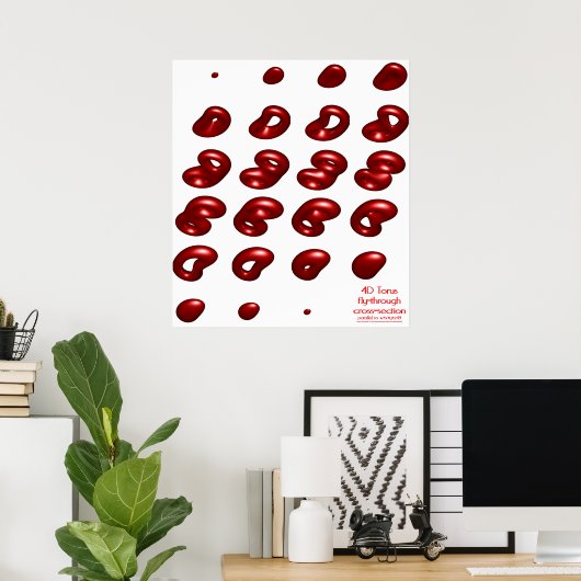 4d torus fly-through doorsnede poster (Thuiskantoor)