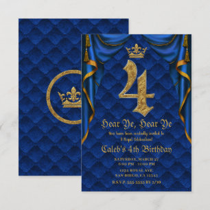 4DE 4 VIER Verjaardagsfeestje Koninklijk Blauw Gou Kaart