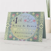 4de Fruit & Bloemete Bruiloftjubileum Kaart (Achterkant)