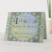 4de Fruit & Bloemete Bruiloftjubileum Kaart (Voorkant)