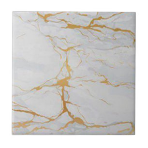 4de Gold Veined White Faux Marble 4,5 inch & 6 inc Tegeltje