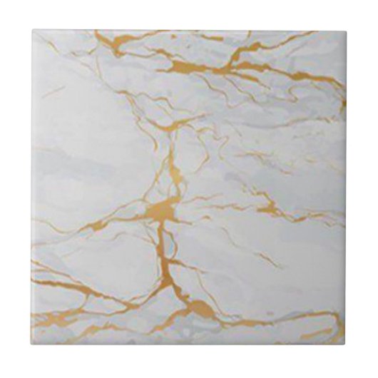 4de Gold Veined White Faux Marble 4,5 inch & 6 inc Tegeltje (Voorkant)