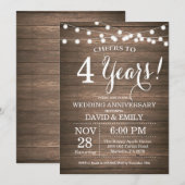 4de huwelijksjubileum uitnodiging Rustic Hout (Voorkant / Achterkant)