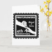 4de huwelijksverjaardag hand in hand romantisch kaart (Gele Bloem)