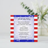 4de juli Bbq / partijuitnodiging Red Blue Kaart (Staand voorkant)