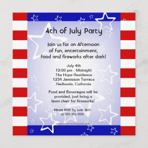 4de juli Bbq / partijuitnodiging Red Blue Kaart