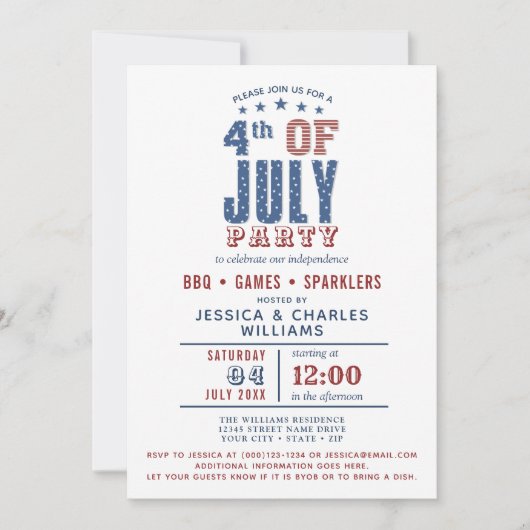  4de juli Blauwe Stars Stripes Kaart (Voorkant)