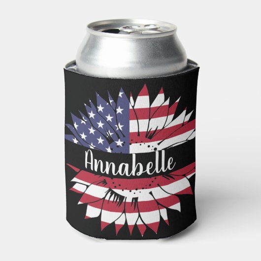 4de juli Custom Red White en Blue Sunflower Blikjeskoeler (Blikje Voorkant)
