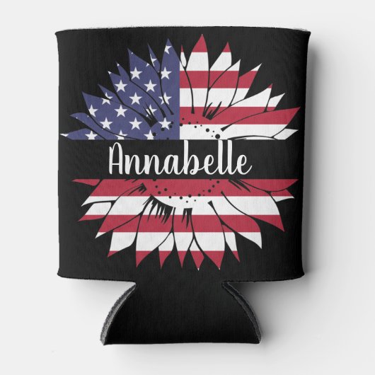 4de juli Custom Red White en Blue Sunflower Blikjeskoeler (Voorkant)