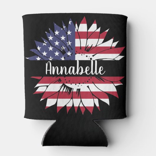 4de juli Custom Red White en Blue Sunflower Blikjeskoeler (Achterkant)