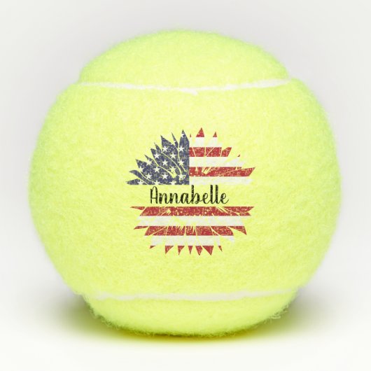 4de juli Custom Red White en Blue Sunflower Tennisballen (Voorkant)