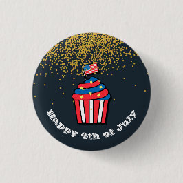 4de juli Cute Graphic modern American Glitter Ronde Button 3,2 Cm