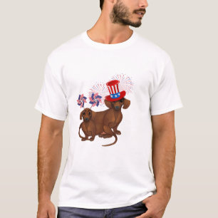 4de juli Dachshund Patriotic T-Shirt