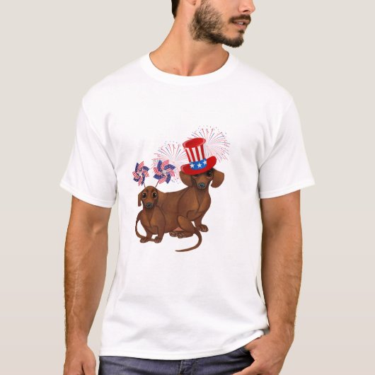 4de juli Dachshund Patriotic T-Shirt (Voorkant)