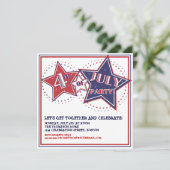 4de juli de Uitnodiging van de Rode Blauwe Stars P (Staand voorkant)