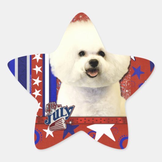 4de juli Firecracker - Bichon Frise Ster Sticker (Voorkant)