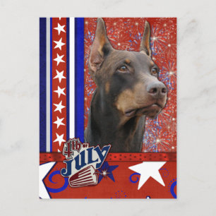 4de juli Firecracker - Doberman - Rood - Rakkelig Briefkaart