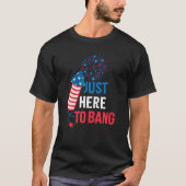 4de juli Firecracker en vuurwerk enkel hier aan T-shirt (Voorkant)