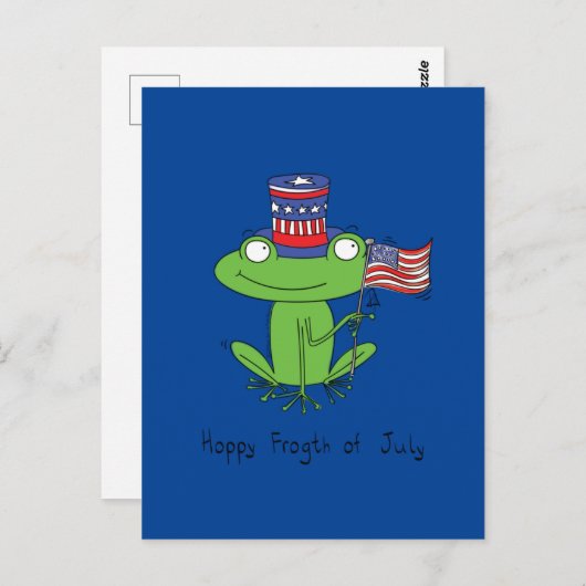 4de juli Funny American Frog Briefkaart (Voorkant / Achterkant)