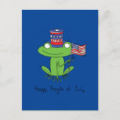 4de juli Funny American Frog Briefkaart (Voorkant)