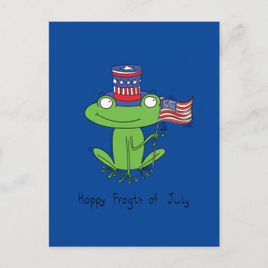 4de juli Funny American Frog Briefkaart (Voorkant)