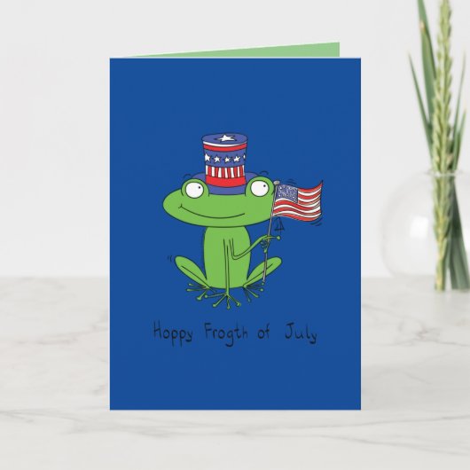 4de juli Funny American Frog Kaart (Voorkant)