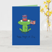 4de juli Funny American Frog Kaart (Gele Bloem)