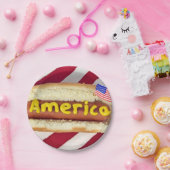 4de juli Hot Dog Party Papieren Bordje (Feest)