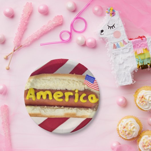 4de juli Hot Dog Party Papieren Bordje (Feest)