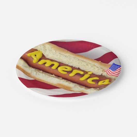 4de juli Hot Dog Party Papieren Bordje (Gekanteld)