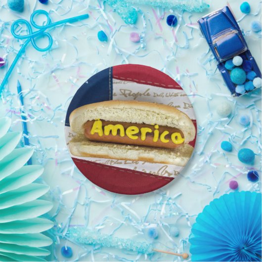 4de juli Hot Dog Party Papieren Bordje (Feest)