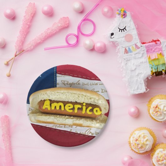 4de juli Hot Dog Party Papieren Bordje (Feest)