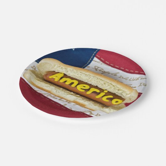 4de juli Hot Dog Party Papieren Bordje (Gekanteld)