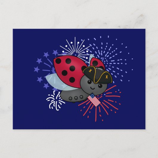 4de juli Minuteman Ladybug Briefkaart (Voorkant)