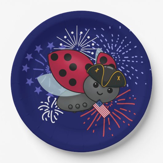 4de juli Minuteman Ladybug Papieren Bordje (Voorkant)
