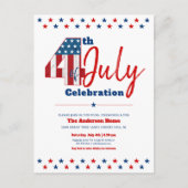 4de juli Modern Bold Rustic Wood Vlag VS Uitnodiging Briefkaart (Voorkant)