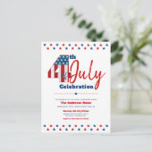 4de juli Modern Bold Rustic Wood Vlag VS Uitnodiging Briefkaart (Staand voorkant)