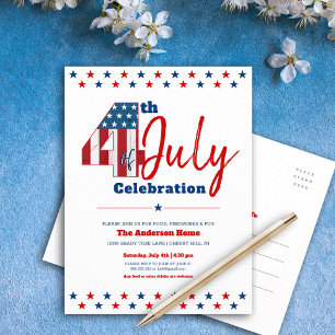 4de juli Modern Bold Rustic Wood Vlag VS Uitnodiging Briefkaart