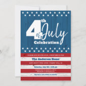 4de juli Modern Patriotic American Rustic Wood Kaart (Voorkant)