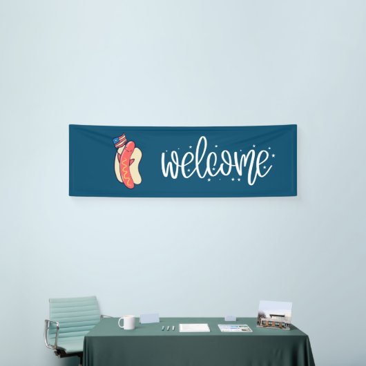 4de juli Onafhankelijkheidsdag Amerikaanse hotdog Spandoek (Beurs)