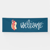 4de juli Onafhankelijkheidsdag Amerikaanse hotdog Spandoek (Horizontaal)
