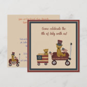 4de juli op TED Bear op Parade Party Kaart (Voorkant / Achterkant)