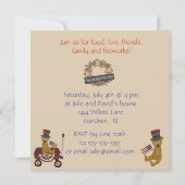 4de juli op TED Bear op Parade Party Kaart (Achterkant)