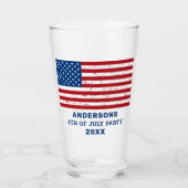 4de juli Partij Gepersonaliseerde Amerikaanse vlag Glas (Voorkant)