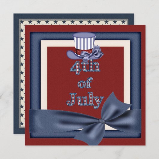 4de juli Partij Oom Sam Pet nodigt uit Kaart (Voorkant / Achterkant)